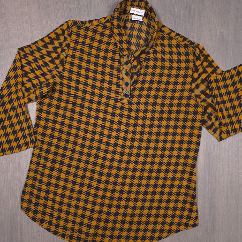 Vintage Style Mustard Houndstooth Blouse
